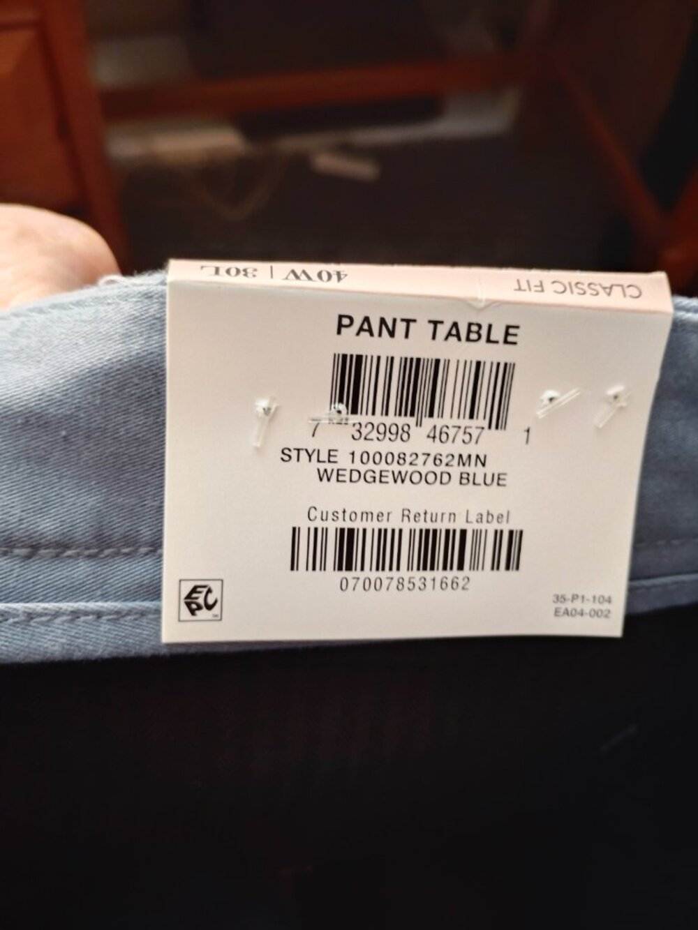 Club Room Chino Pant 4-Way Stretch Comfortable Waistband 40 Waist 30 Length New - Picture 4 of 10